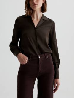 Valerie Blouse Rich Umber Notched Collar Silk Blouse WOMENS TOPS Photo 1