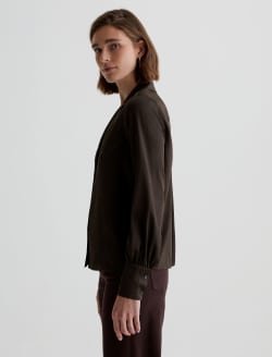 Valerie Blouse Rich Umber Notched Collar Silk Blouse WOMENS TOPS Photo 6