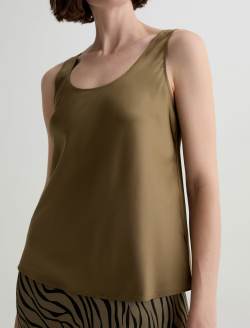 Nicola Mossy Taupe Silk Double Scoop Tank WOMENS TOPS Photo 3