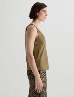 Nicola Mossy Taupe Silk Double Scoop Tank WOMENS TOPS Photo 4
