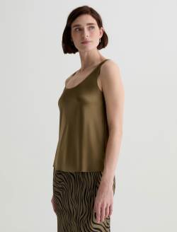 Nicola Mossy Taupe Silk Double Scoop Tank WOMENS TOPS Photo 7