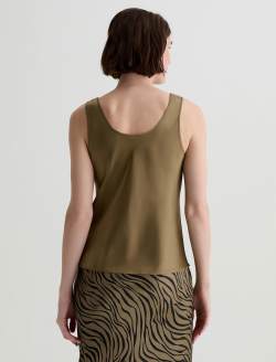 Nicola Mossy Taupe Silk Double Scoop Tank WOMENS TOPS Photo 8