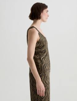 Nicola Modern Zebra Mossy Taupe/Black Silk Double Scoop Tank WOMENS TOPS Photo 4