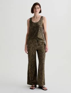 Nicola Modern Zebra Mossy Taupe/Black Silk Double Scoop Tank WOMENS TOPS Photo 5