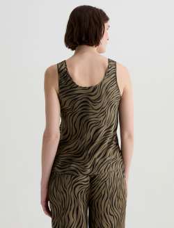 Nicola Modern Zebra Mossy Taupe/Black Silk Double Scoop Tank WOMENS TOPS Photo 8