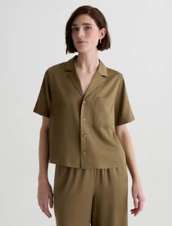 Kieran Shirt Mossy Taupe Silk Camp Shirt WOMENS TOPS Photo 2