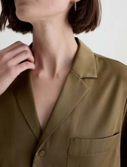 Kieran Shirt Mossy Taupe Silk Camp Shirt WOMENS TOPS Photo 6