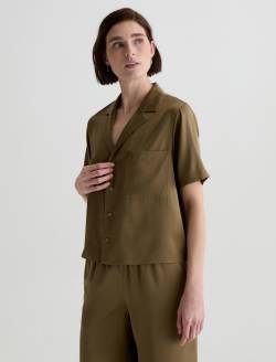 Kieran Shirt Mossy Taupe Silk Camp Shirt WOMENS TOPS Photo 7