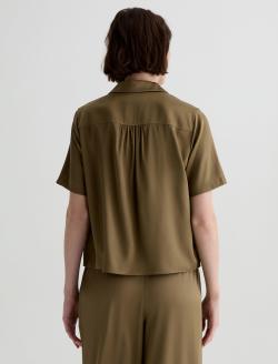 Kieran Shirt Mossy Taupe Silk Camp Shirt WOMENS TOPS Photo 8