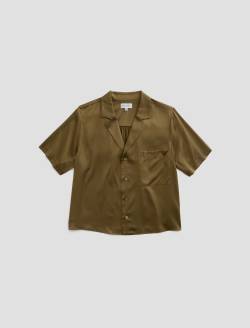 Kieran Shirt Mossy Taupe Silk Camp Shirt WOMENS TOPS Photo 1