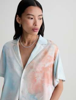 Long Beach Top Sunset Sips Silk Twill Camp Shirt WOMENS TOPS Photo 3