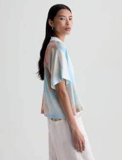 Long Beach Top Sunset Sips Silk Twill Camp Shirt WOMENS TOPS Photo 4