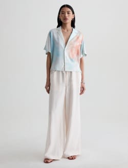 Long Beach Top Sunset Sips Silk Twill Camp Shirt WOMENS TOPS Photo 5