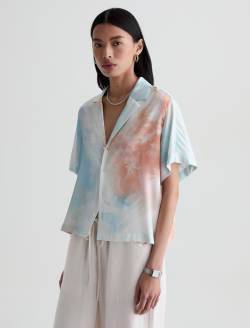 Long Beach Top Sunset Sips Silk Twill Camp Shirt WOMENS TOPS Photo 7